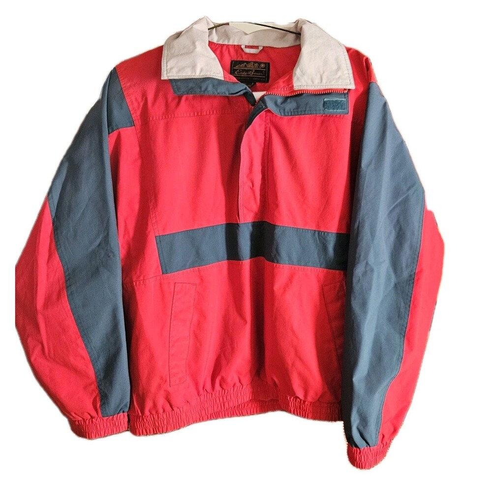 VIntage Eddie Bauer Weatheredge Jacket Mens Size L Red Goretex PTFE Nylon Y2K
